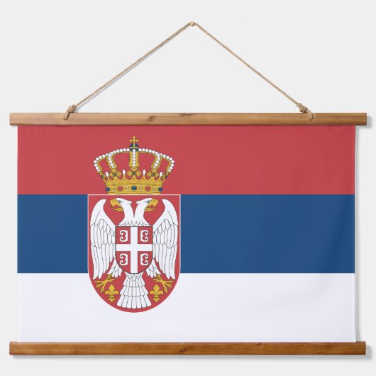 Wandtapijt met vlag van Servië Hangend Wandkleed (Voorkant)