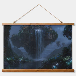 Wandtapijt met zwevend waterval-eiland hangend wandkleed