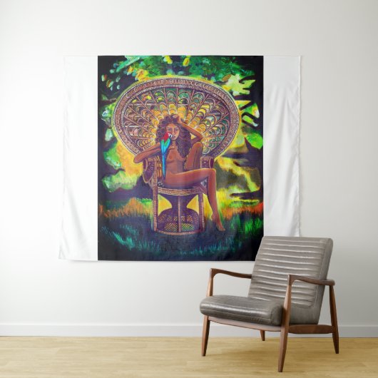 Wandtapijt van tuinscène met bohemien Afbeelding Wandkleed (In Situ (horizontaal))