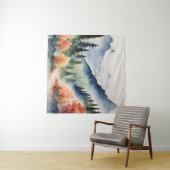 Wandtapijt Waterverf Bergen Bomen Herfst Natuur Wandkleed (In Situ (horizontaal))