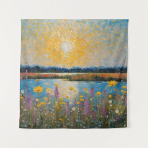 Wandtapijt Wildflowers Summer Creek Sunshine Wandkleed