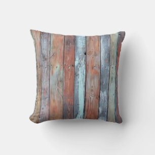 Wandtextuur, oud, meerkleurig geverfd hout kussen
