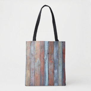 Wandtextuur, oud, meerkleurig geverfd hout tote bag