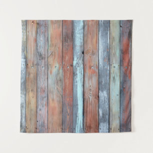 Wandtextuur, oud, meerkleurig geverfd hout wandkleed