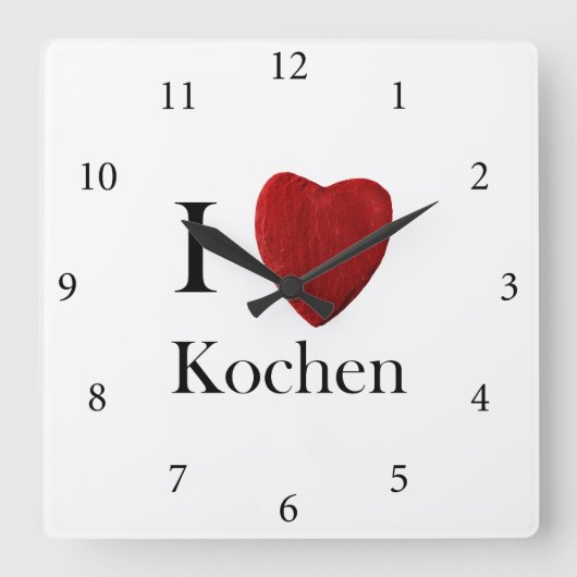 Wanduhr Ich Liebe Kochen Vierkante Klok (Voorkant)