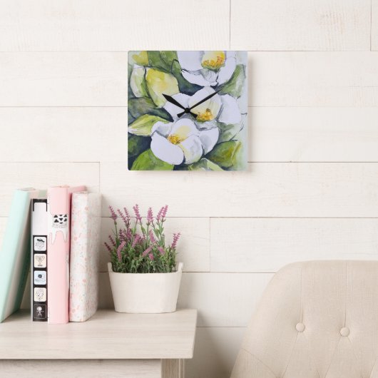 Wanduhr_Magnolie Vierkante Klok (Leeskamer)