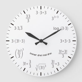 Wanduhr Mathe Uhr 3 x 3 Drei mal Drei Grote Klok