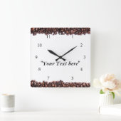Wanduhr mit Kaffeebohnen Motiv und Textfeld Vierkante Klok (Huis)