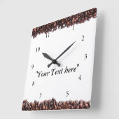 Wanduhr mit Kaffeebohnen Motiv und Textfeld Vierkante Klok (Hoek)