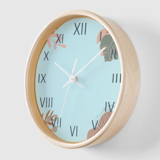 Wanduhr „Pastell Leaf – Pastellblau“ (Hoek)