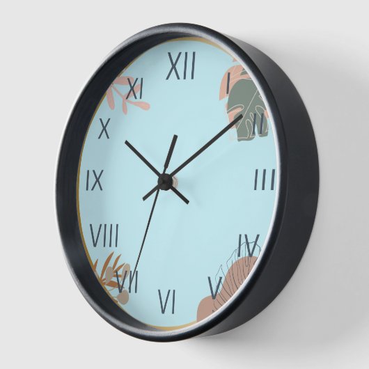  Wanduhr „Pastell Leaf – Pastellblau“ (Hoek)