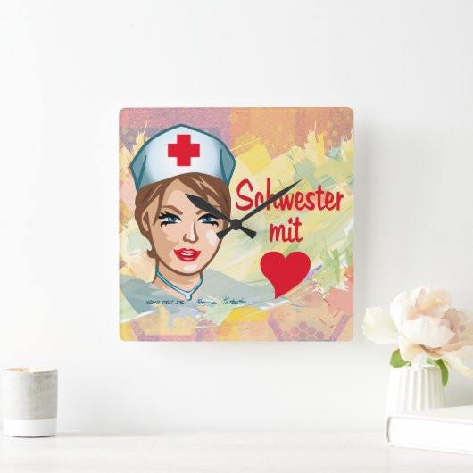 Wanduhr quadrat - Schwester Herz Vierkante Klok (Huis)