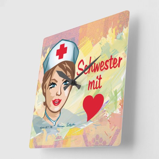 Wanduhr quadrat - Schwester Herz Vierkante Klok (Hoek)