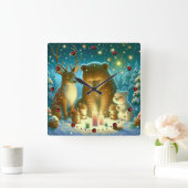Wanduhr Reh und Bärchen Weihnachten Christmas  Vierkante Klok (Huis)