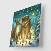 Wanduhr Reh und Bärchen Weihnachten Christmas  Vierkante Klok (Hoek)