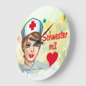 Wanduhr rund - Schwester mit Herz Grote Klok (Hoek)