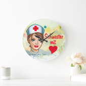 Wanduhr rund - Schwester mit Herz Grote Klok (Huis)