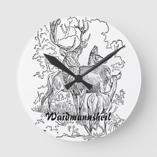 Wanduhr Waidmannsheil Hirschrudel Ronde Klok (Voorkant)