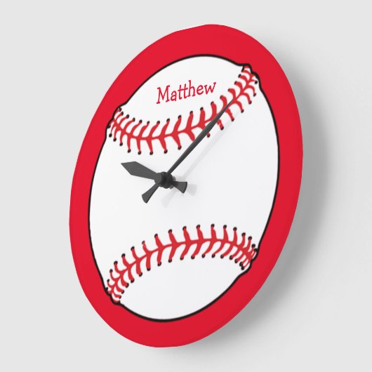 Wandwandklok met honkbal grote klok (Hoek)