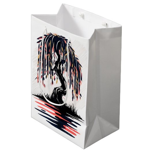 Wanend Vuur Witte Achtergrond Medium Cadeauzakje (Voorkant Gekanteld)