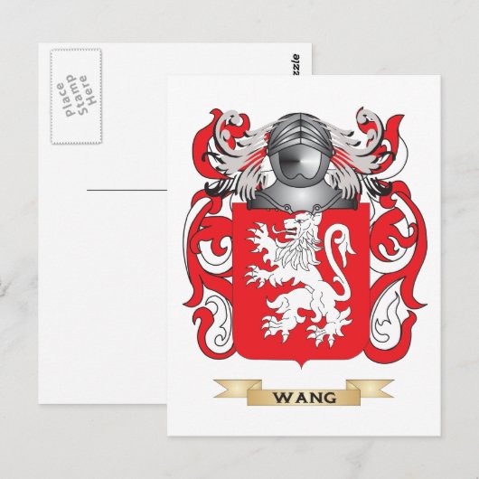 Wang Family Crest (wapen) Briefkaart (Voorkant / Achterkant)