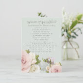 Wangen Wit Bloemig Stof Roze Boeket Details Kaart (Staand voorkant)