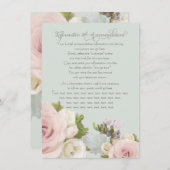 Wangen Wit Bloemig Stof Roze Boeket Details Kaart (Voorkant / Achterkant)