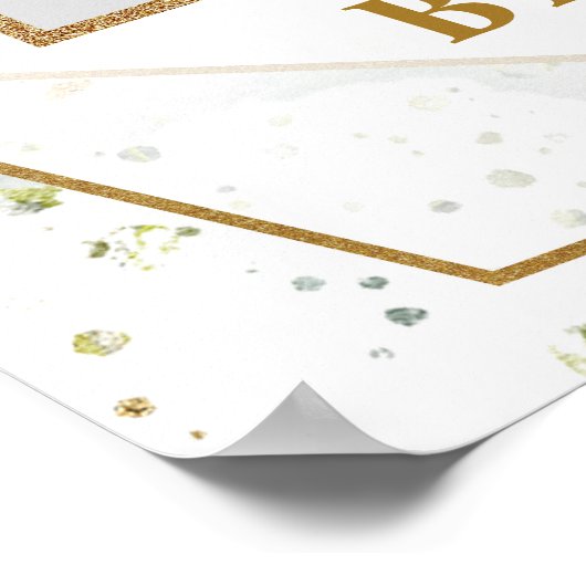 Wangenrood en gouden groen baby shower fotoprops poster (Hoek)