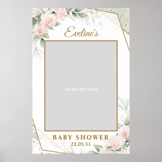 Wangenrood en gouden groen baby shower fotoprops poster (Voorkant)