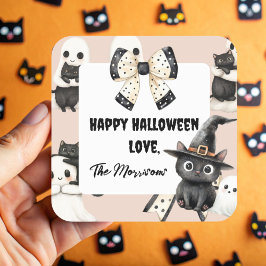 Wangenrood Geesten en Katten Halloween Vierkante Sticker