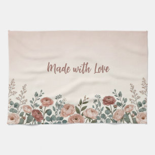 Wangenrood Roze “Gemaakt met Liefde” Keukendoek Theedoek