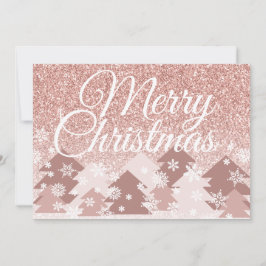 Wangenrood Roze Glitter Prettig Kerstfeest Roze Bo Feestdagenkaart