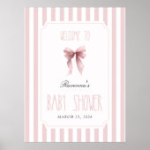 Wangenroze gestreepte strik elegante babyshower we poster (Voorkant)