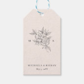 Wangenroze Monogram Trouwfavorietentag Cadeaulabel (Voorkant)