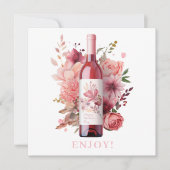 Wangenroze Roze Fles Bloemige Gelukkige Moederdag  Feestdagenkaart (Voorkant)