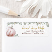 Wangsjabloon voor babyshower met blozende pompoen  etiket (Insitu)