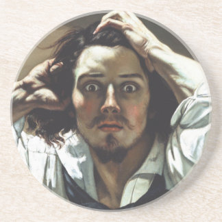 Wanhopige man zandsteen onderzetter