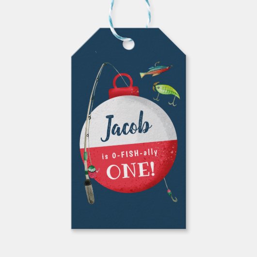 Wankelen in de grote ONE Viste Verjaardag Cadeaulabel (Voorkant)