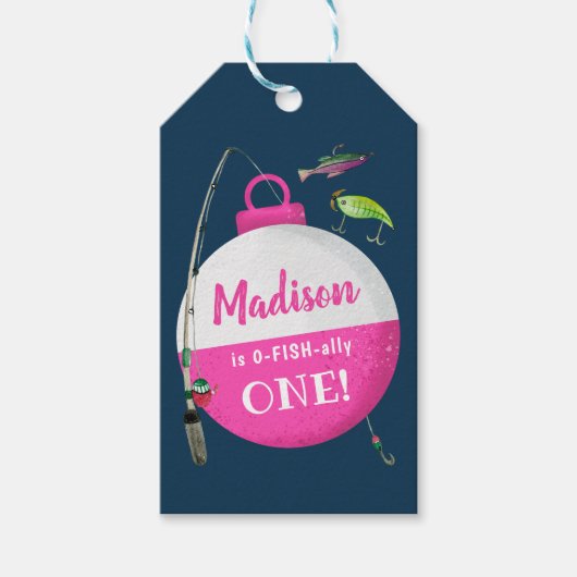 Wankelen in de grote ONE Viste Verjaardag Cadeaulabel (Voorkant)