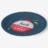 Wankelen in de grote ONE Viste Verjaardag Papieren Bordje (Gekanteld)