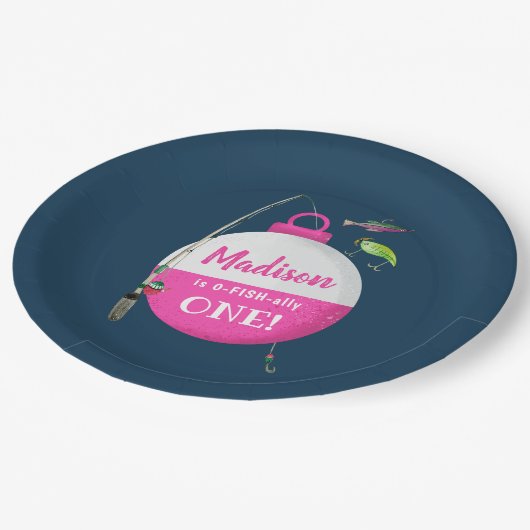 Wankelen in de grote ONE Viste Verjaardag Papieren Bordje (Gekanteld)