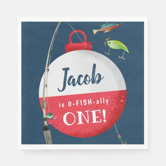 Wankelen in de grote ONE Viste Verjaardag Servet (Voorkant)