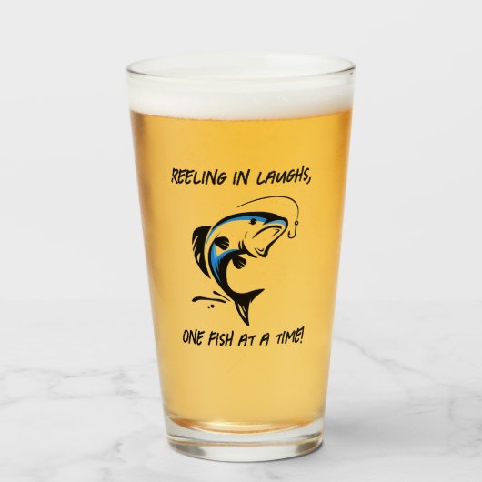 "Wankelen in lachen... - Vist Beer Glas (Voorkant gevuld)