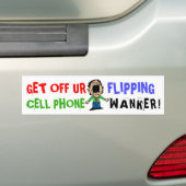 "WANKER" CELL PHONE BUMPERSTICKER FUNNY (Op auto)