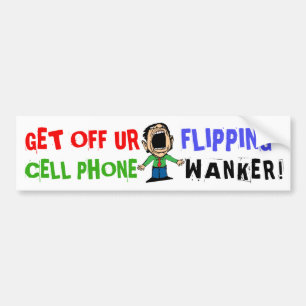 "WANKER" CELL PHONE BUMPERSTICKER FUNNY