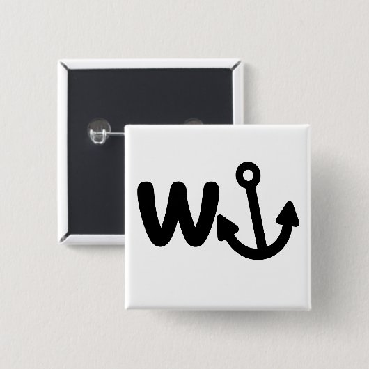 Wanker een anker vierkante button 5,1 cm (Voorkant /achterkant)