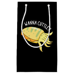 Wanna Cuttle Funny Cuttlefish Pun Dark BG Klein Cadeauzakje