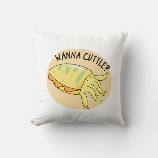 Wanna Cuttle Funny Cuttlefish Pun Kussen (Voorkant)