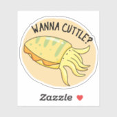 Wanna Cuttle Funny Cuttlefish Pun Sticker (Vel)