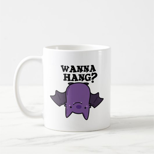 Wanna Hang Funny Animal Bat Pun Koffiemok (Links)